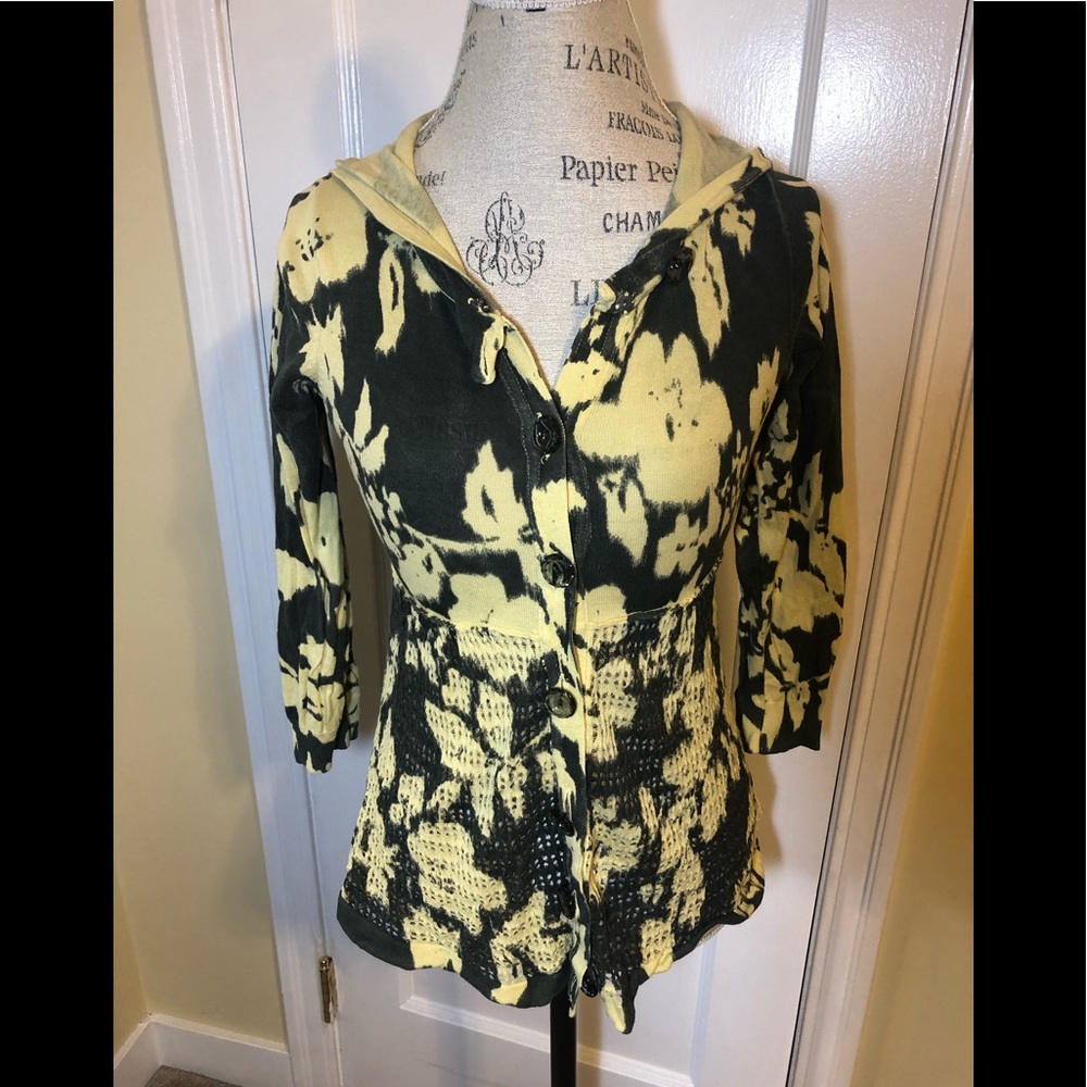 Charlotte Tarantola Yellow Hooded Cardigan Size S